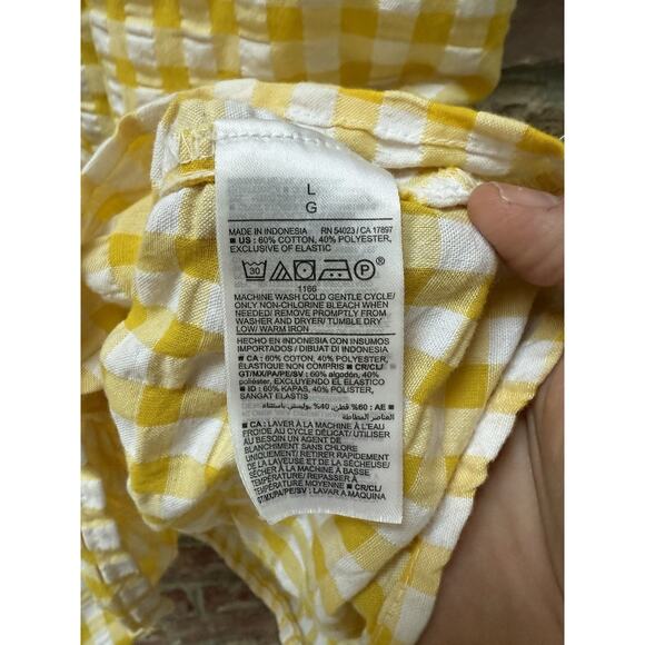 Old Navy Dress Large Yellow Gingham Seersucker Milkmaid Country Cottage Western - Picture 6 of 7